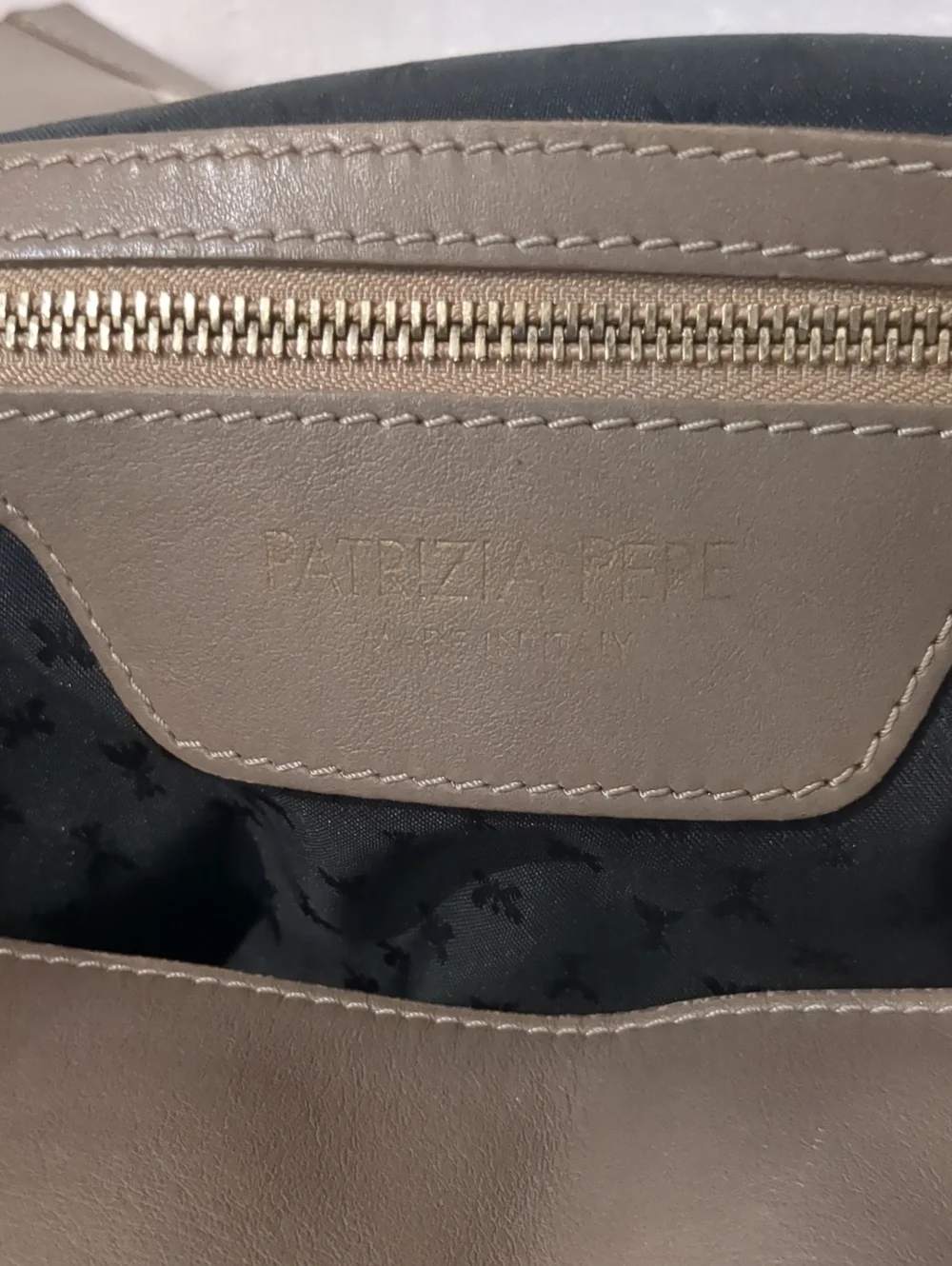 Patrizia Pepe Taupe Leather Minimalist Satchel Crossbody